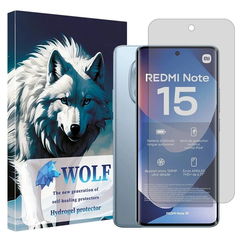 محافظ صفحه نمایش شفاف ولف مدل هیدروژلی مناسب برای گوشی موبایل شیائومی Redmi Note 15 4G