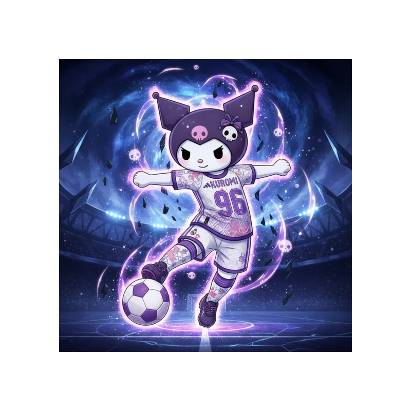 استیکر پارچه و لباس پاد آفرین مدل کارتونی کورومی Kuromi فوتبالی جذاب کد 942