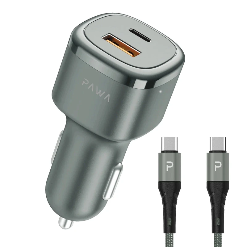 شارژر فندکی 50 وات پاوا مدل Solid Car Charger به همراه کابل USB-C 