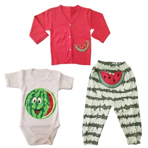 ست 3 تکه لباس نوزادی مدل یلدا طرح هندوانه