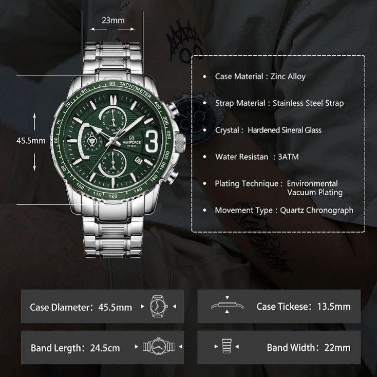 ساعت مچی عقربه‌ای مردانه نیوی فورس مدل NF8017-210112