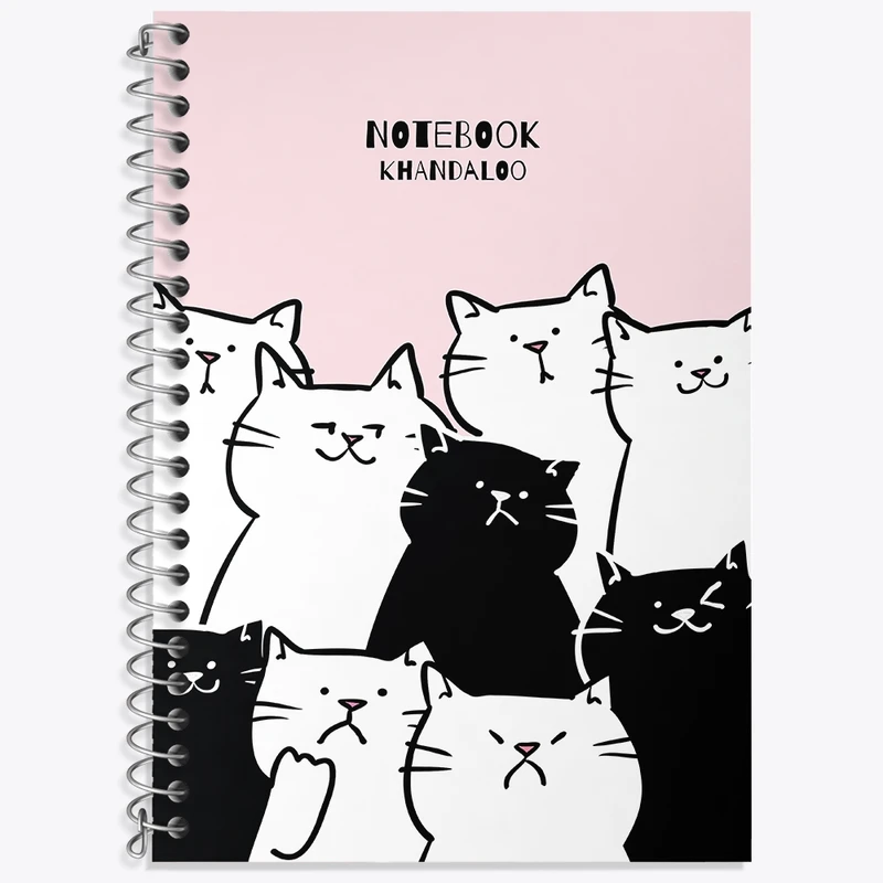 دفتر زبان 50 برگ خندالو مدل دو خط طرح گربه های بامزه کد N1516