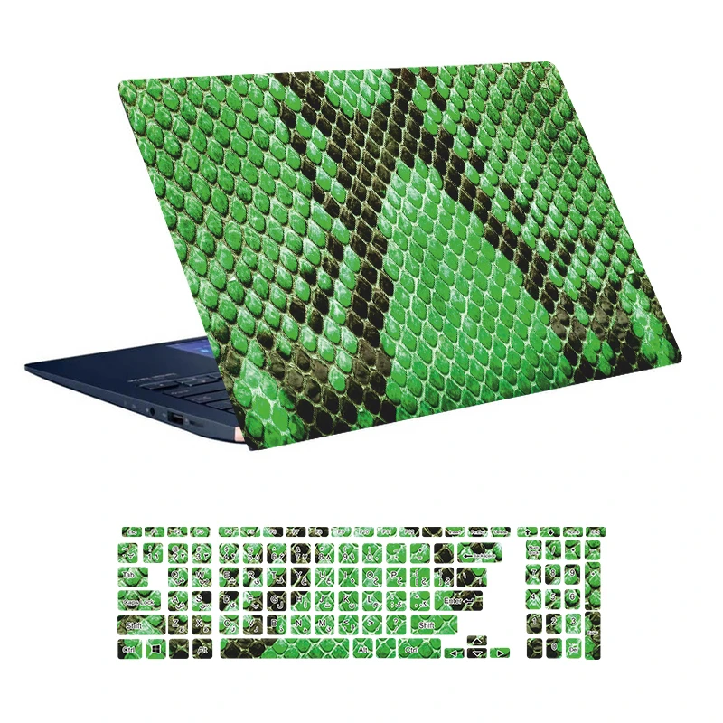 استیکر لپ تاپ توییجین و موییجین طرح Snake کد 04 مناسب برای لپ تاپ 15.6 اینچ به همراه برچسب حروف فارسی کیبورد 