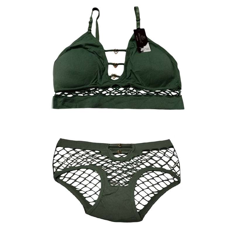 ست شورت و نیم تنه زنانه مدل زنبوری رنگ سبز