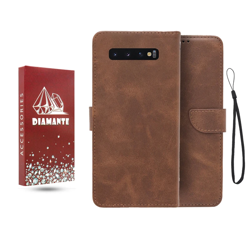 کیف کلاسوری دیامانته مدل جاکارتی بنددار مناسب برای گوشی موبایل سامسونگ Galaxy S10 Plus به همراه بند آویز