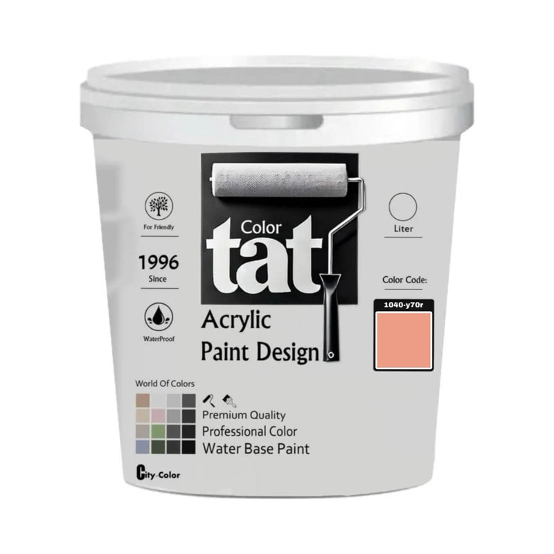 رنگ گلبهی مات اکرولیک تات کد 1040-y70r حجم 1لیتر