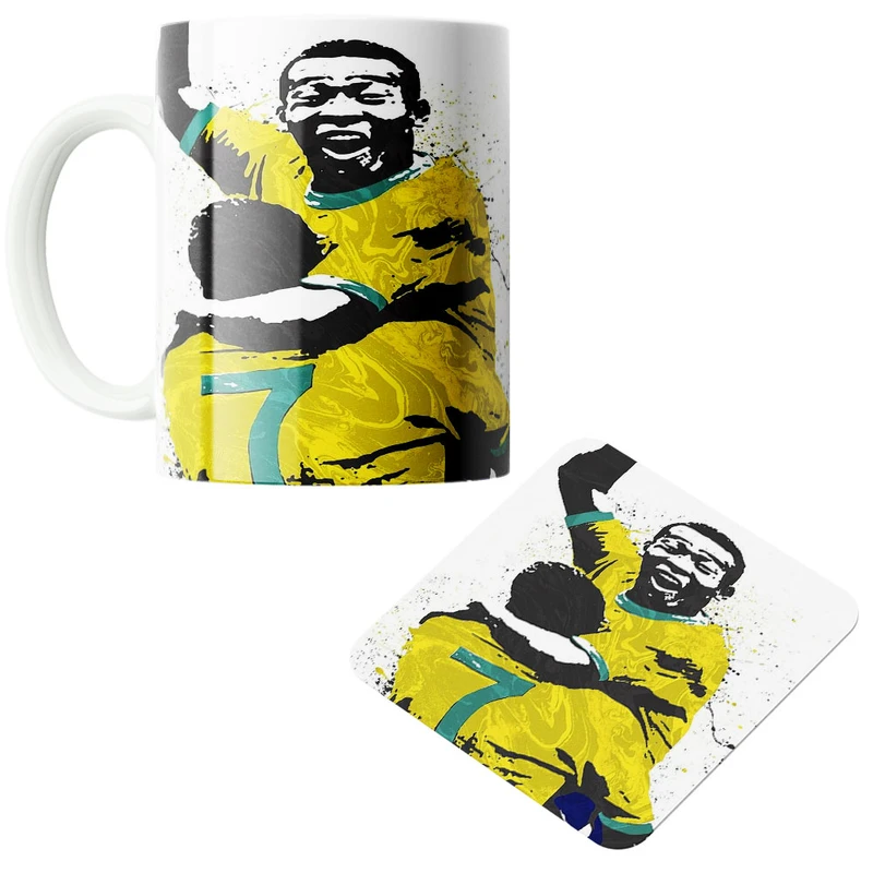 ماگ مدل بازیکن فوتبال پله کد 13 به همراه زیرلیوانی