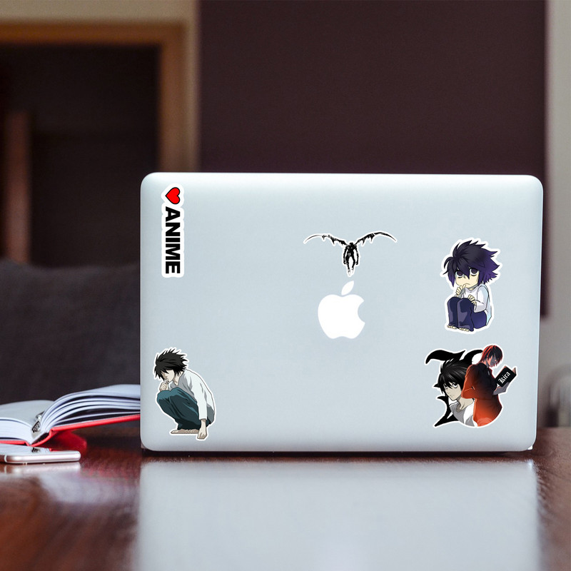 استیکر لپ تاپ پیکسل میکسل مدل انیمه دفترچه مرگ مجموعه 5 عددی