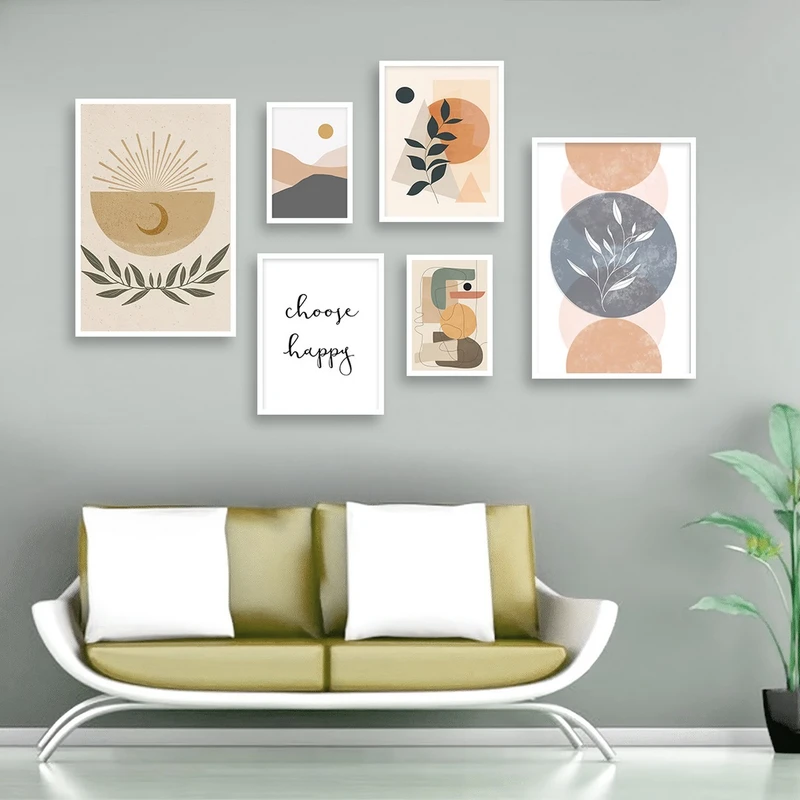 تابلو بکلیت طرح نقاشی مدرن مدل شاین اکلیلی W-979 مجموعه 6 عددی