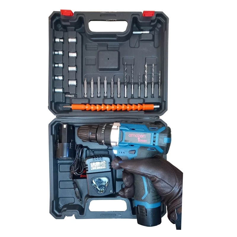 عکس شماره 4 : مجموعه 28 عددی دریل پیچ گوشتی شارژی چکشی آمازون مدل dv18v