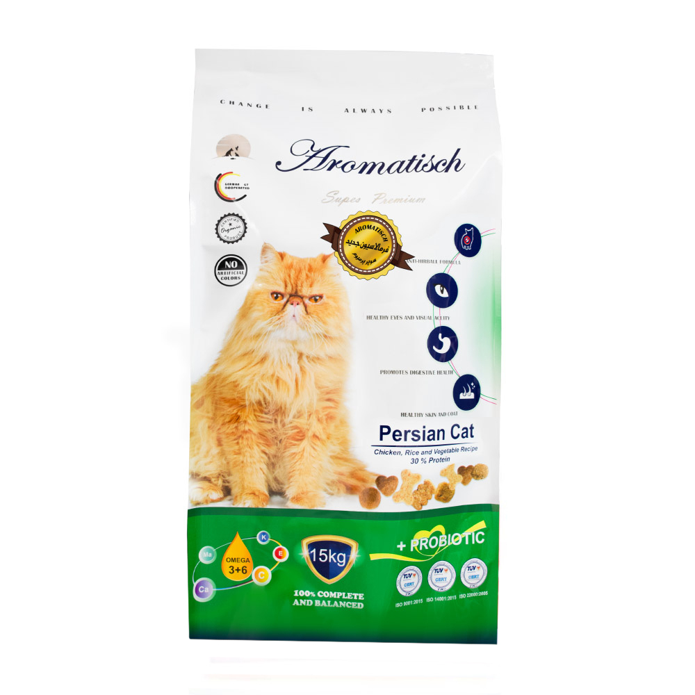 غذا خشک گربه بالغ آروماتیش مدل پرشین طعم مرغ وزن ۱۵ کیلوگرم