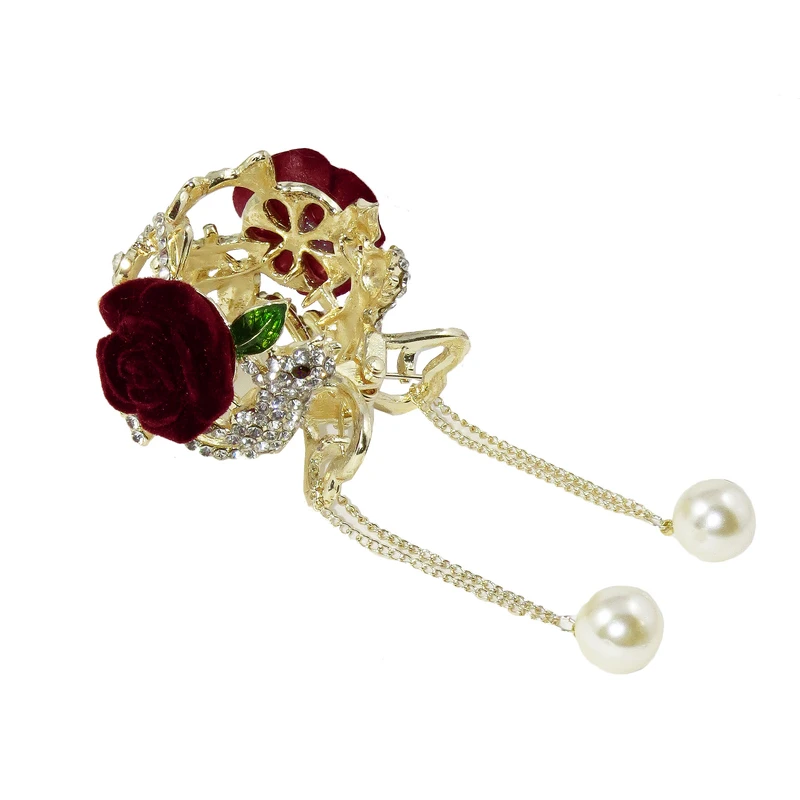 کلیپس مو زنانه مدل سامورایی رز مخملی کد G_Lnd_1390