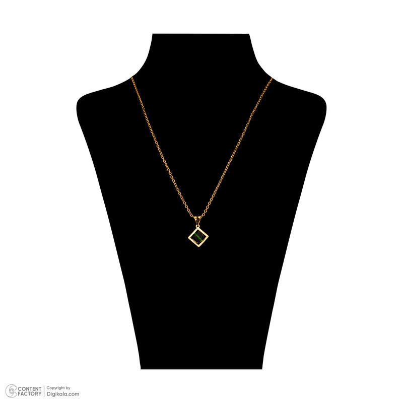 گردنبند طلا 18 عیار زنانه ناریا مدل مکعب رنگ سبز