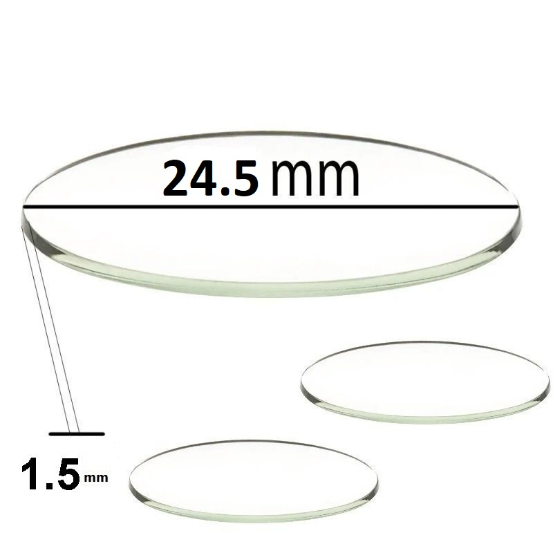 شيشه ساعت مچی مدل 24-24.5-25 بسته سه عددي