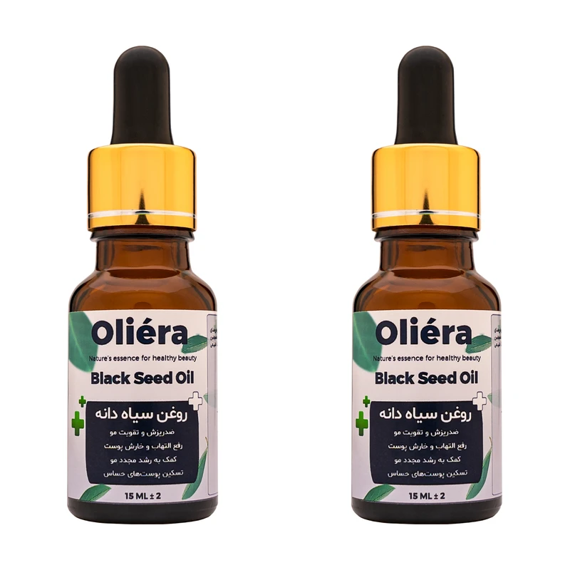 روغن سیاهدانه اُلیئرا مدل +A حجم 15 میلی لیتر بسته 2 عددی