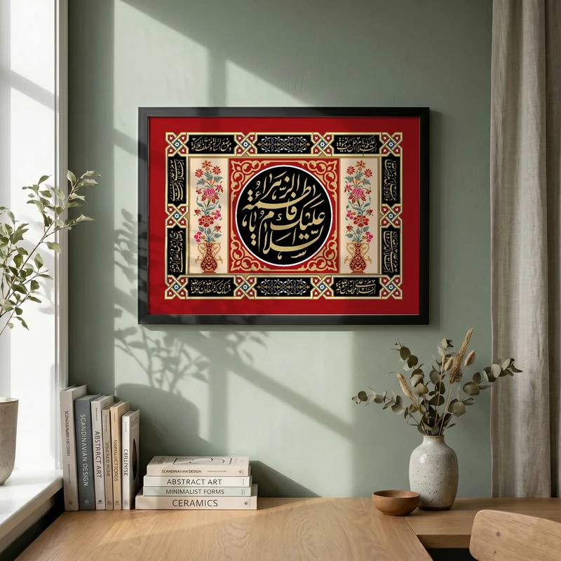 تابلو طرح یا حضرت فاطمه (س) مدل G15602 فریم مشکی