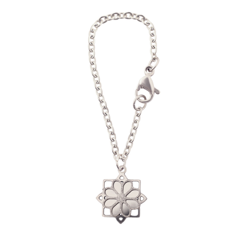 آویز ساعت زنانه طرح مربع و گل کد 586