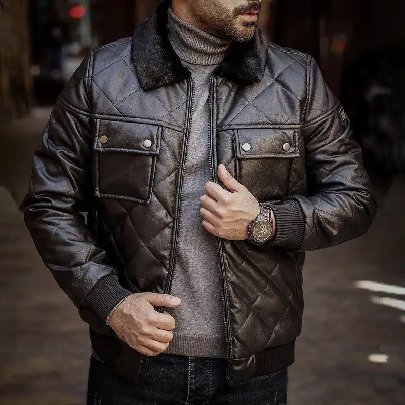 کت چرم مردانه مدل چرم لوزی