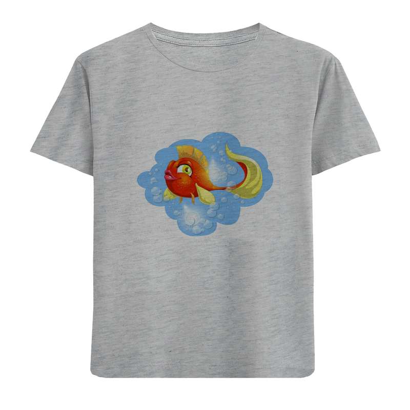 تی شرت آستین کوتاه دخترانه مدل ماهی D408