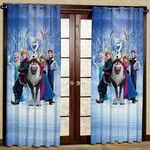 پرده مدل مخمل پانچی طرح کارتون فروزن کد 1028 سایز 200x140 سانتی متر