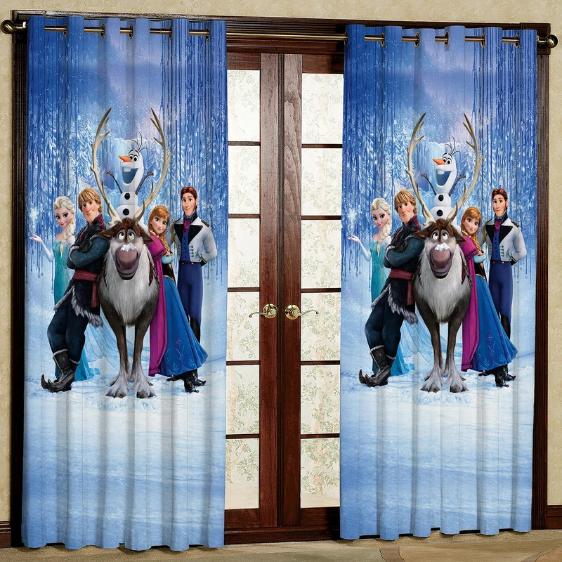 پرده مدل مخمل پانچی طرح کارتون فروزن کد 1028 سایز 200x140 سانتی متر