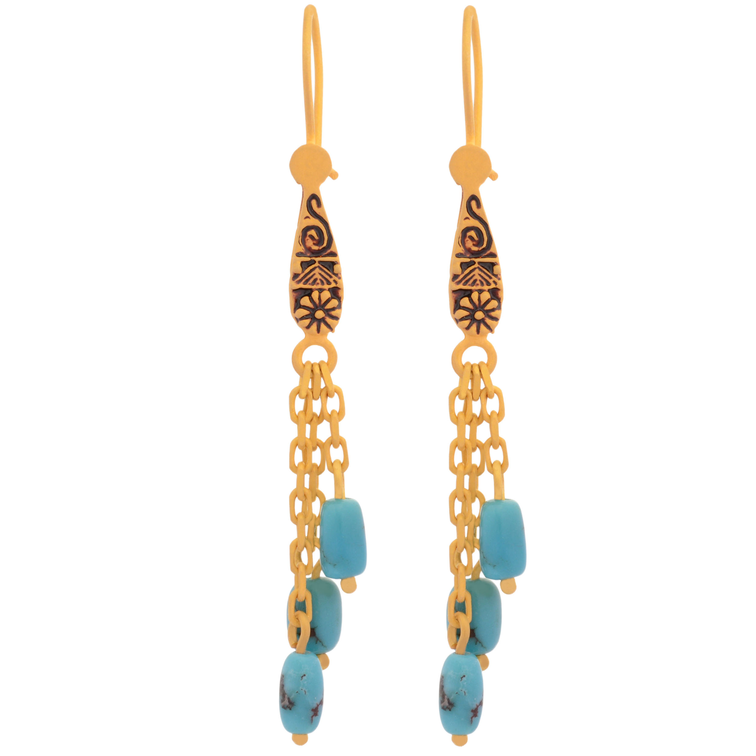 گوشواره طلا 18 عیار زنانه طلای مستجابی مدل فیروزه کد T803