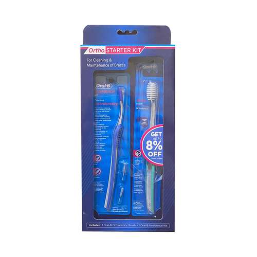 مسواک اورال-بی سری Interdental مدل ORTHO با برس متوسط به همراه مسواک بین دندانی اورال-بی مدل 01