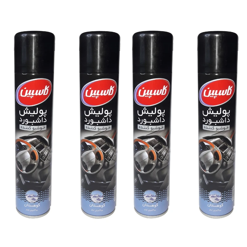 اسپری پولیش داشبورد خودرو کاسپین مدل Mountain حجم 300 میلی لیتر بسته 4 عددی