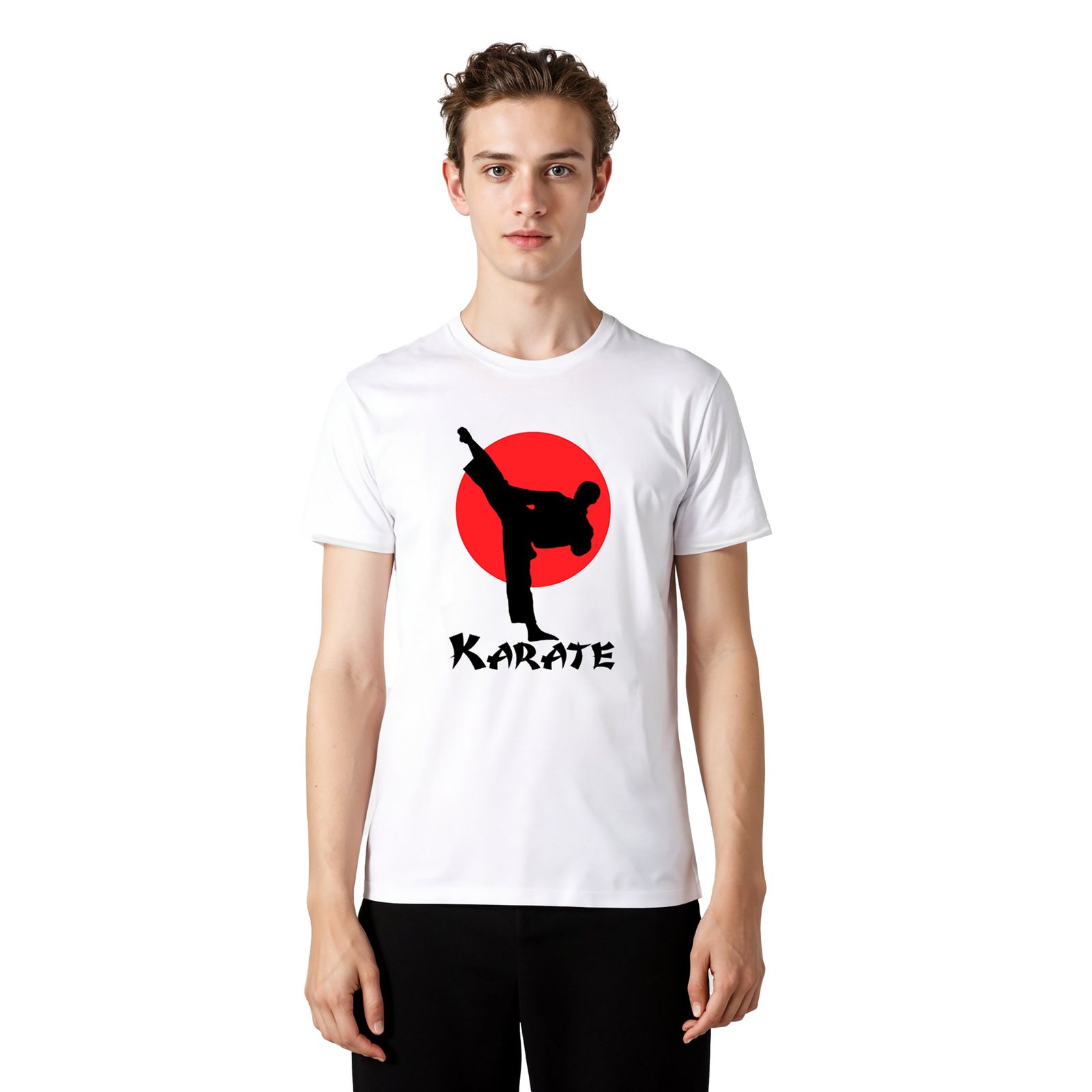 تی شرت آستین کوتاه مردانه اسد طرح کاراته کد 79 - - 2