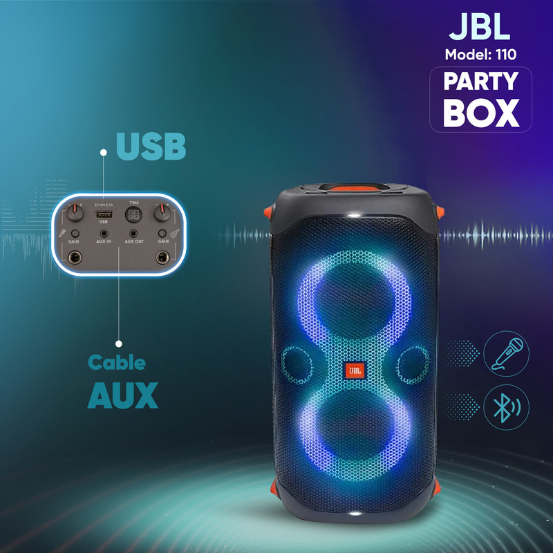 4周年記念イベントが MOFURIKAJBL PARTYBOX110 Bluetoothスピーカー ワイヤレス IPX4 マイク入力 ギター入力搭載  ブラック JBLPARTYBOX