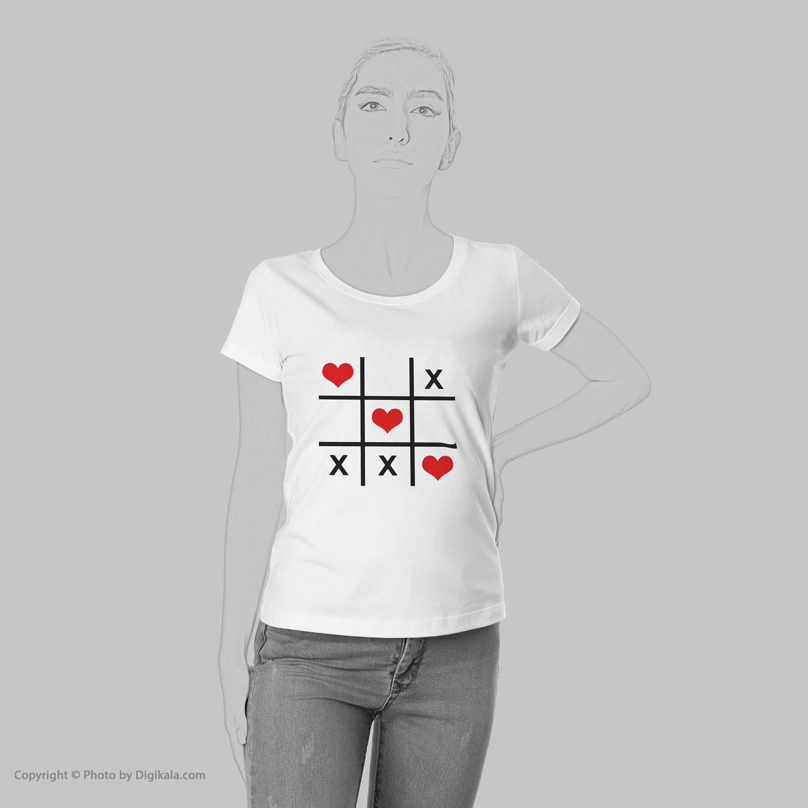تی شرت زنانه به رسم طرح دور قلب کد 572 -  - 6