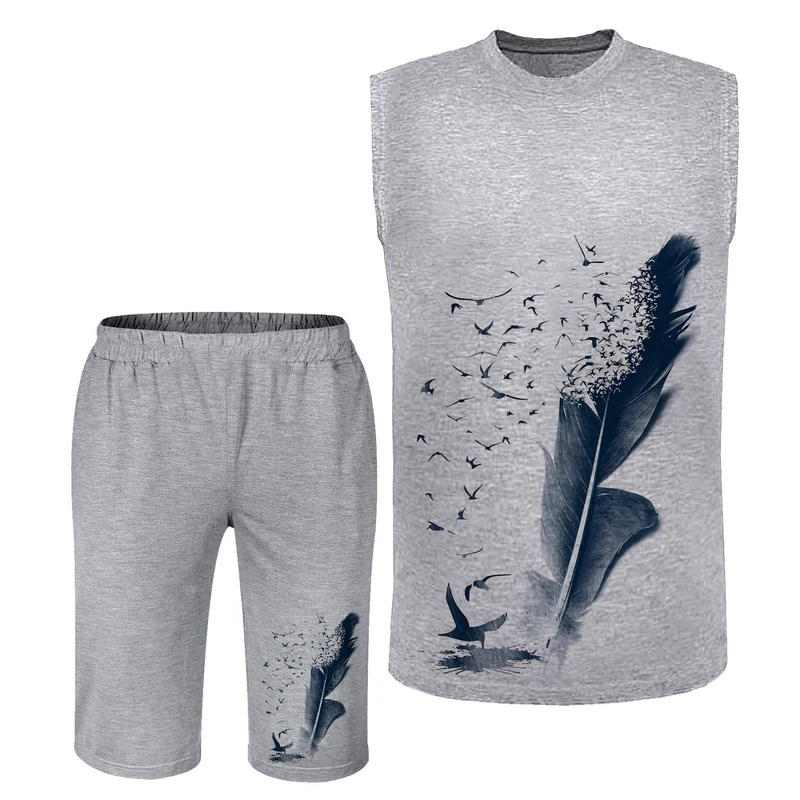 ست تاپ و شلوارک مردانه مدل پر N418