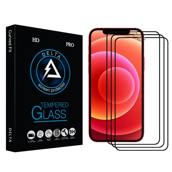 محافظ صفحه نمایش دلتا مدل Fit مناسب برای گوشی موبایل اپل Iphone 12 Pro Max بسته سه عددی