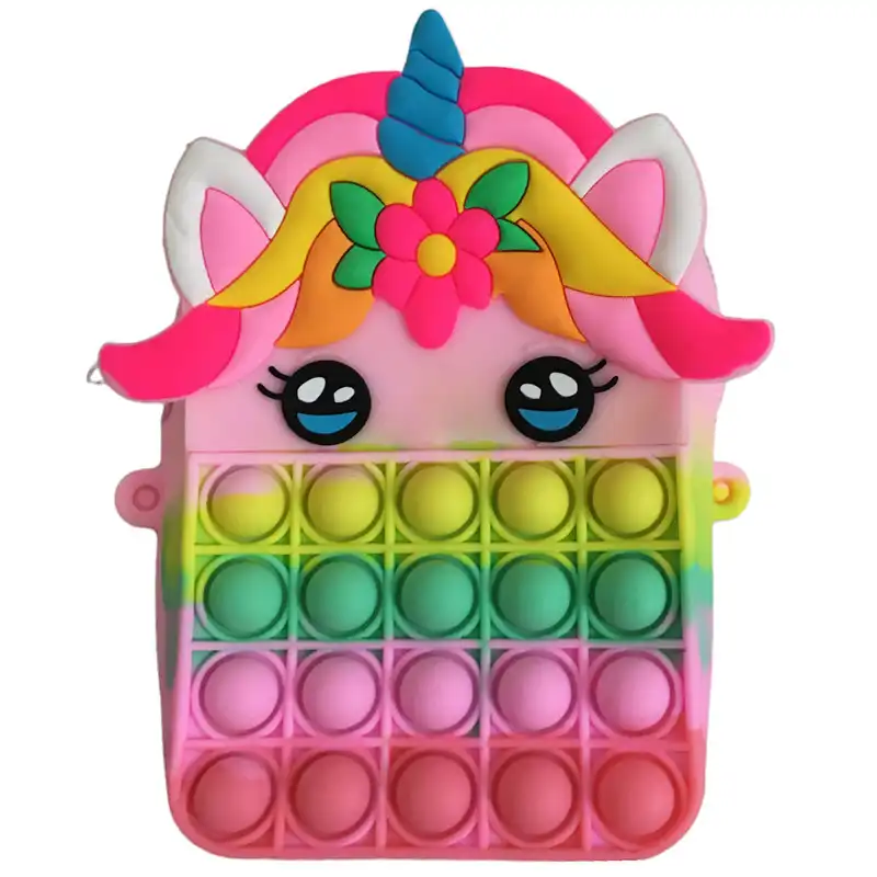 کیف رودوشی دخترانه مدل سیلیکونی طرح اسب تک شاخ