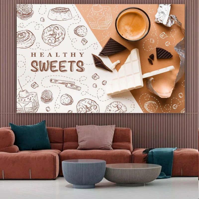 تابلو بوم طرح چرم مخمل مدل شکلات شیری کد BM110