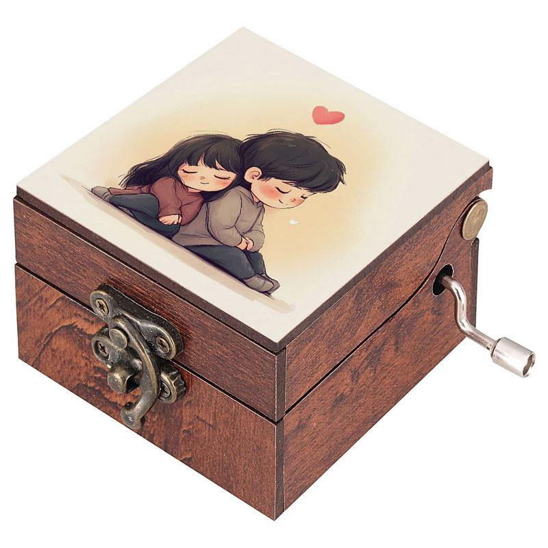 جعبه موزیکال مدل هندلی طرح پسر ، دختر و قلب کد 1024