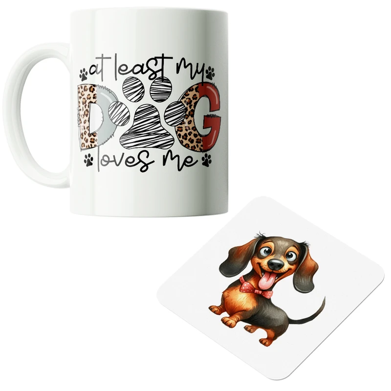 ماگ پاد آفرین مدل سگ کیوت فانتزی بامزه کارتونی کد PZ192 به همراه زیرلیوانی