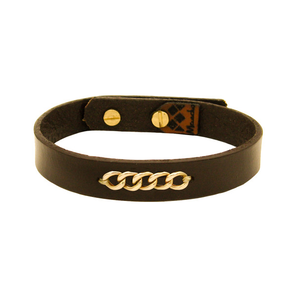  دستبند چرم و طلا 18 عیار مردانه مانچو مدل bfg245