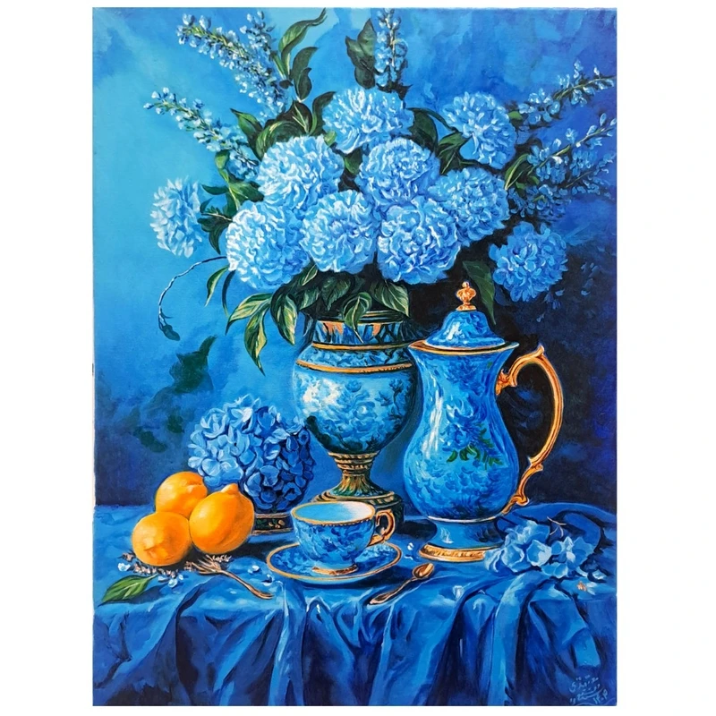 تابلو نقاشی رنگ روغن به سبک رئالیسم طرح چیدمان آرام