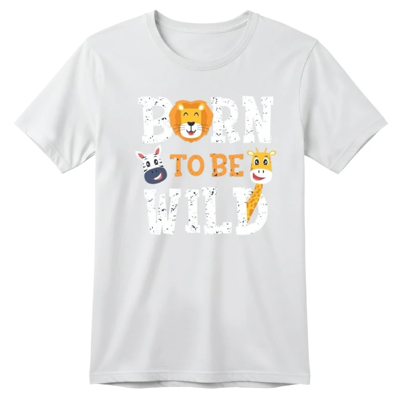 تی‌شرت آستین کوتاه بچگانه مدل نوشته حیوانات کد v3 