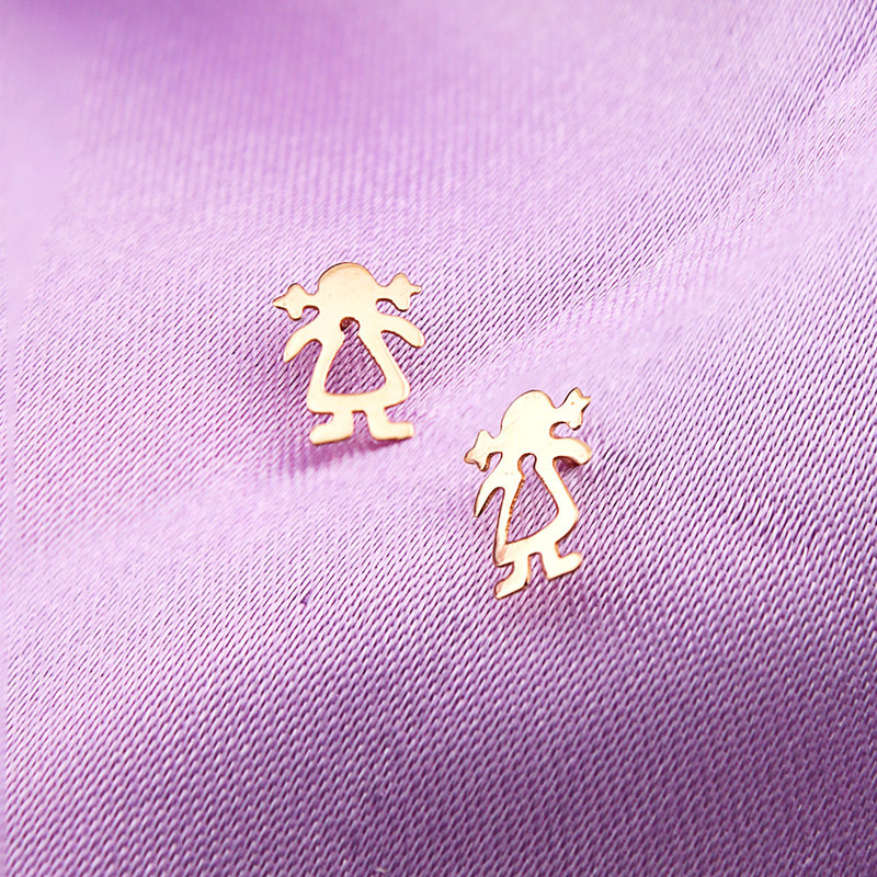 گوشواره طلا 18 عیار دخترانه الی گالری مدل دخترک