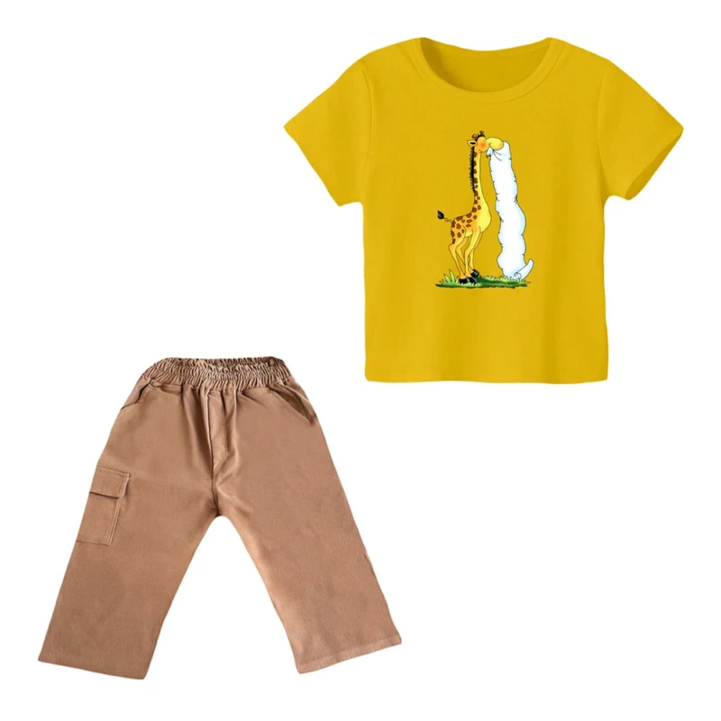 ست تی شرت و شلوارک پسرانه مدل زرافه کد ۱۰