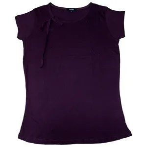 تی شرت آستین کوتاه زنانه مدل آی دبلیو آی ای یقه گره ای کد 011