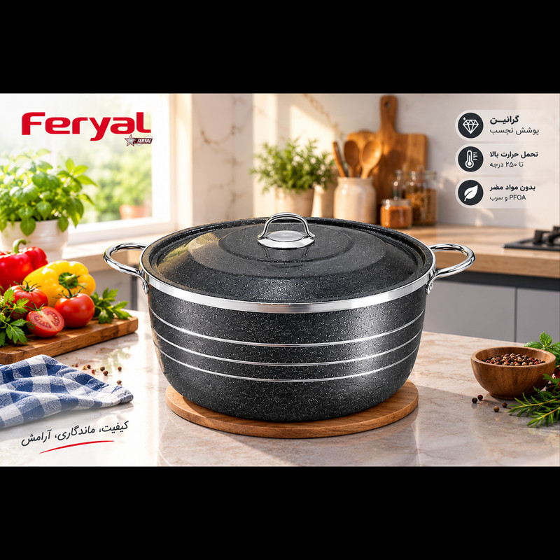 قابلمه گرانیتی فریال مدل در فلزی سایز 52