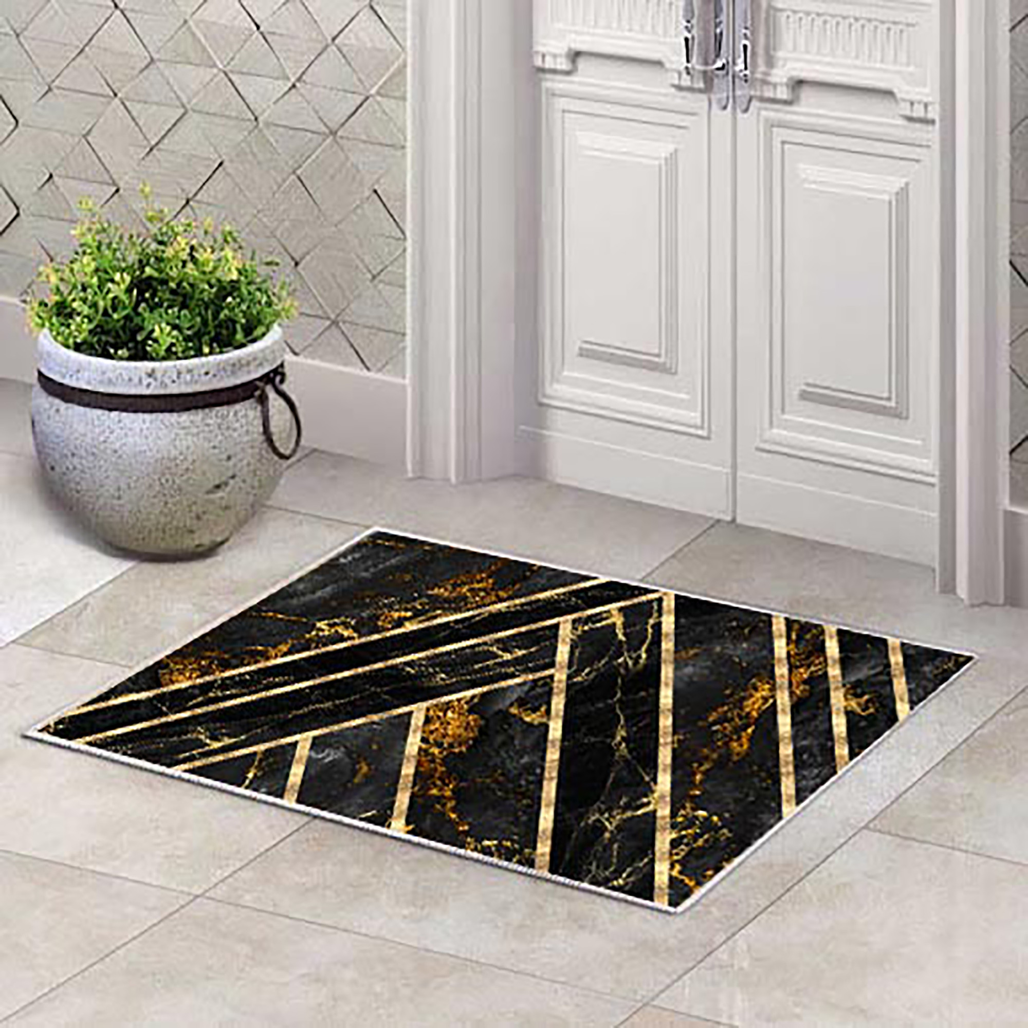 فرش پارچه ای طرح سنگ سیاه