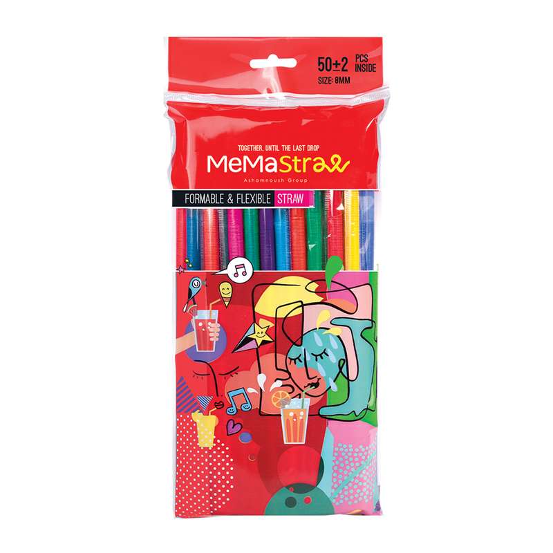 نی نوشیدنی یکبار مصرف میما استرا مدل فانتزی کد 3000-8 بسته 50 عددی