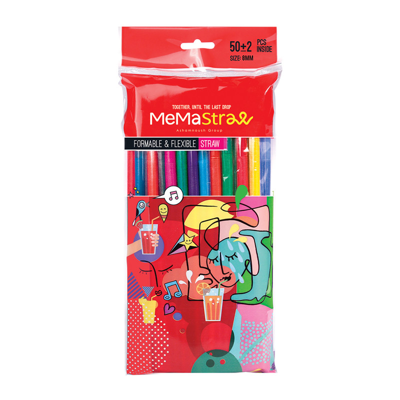 نی نوشیدنی یکبار مصرف میما استرا مدل فانتزی کد 3000-8 بسته 50 عددی