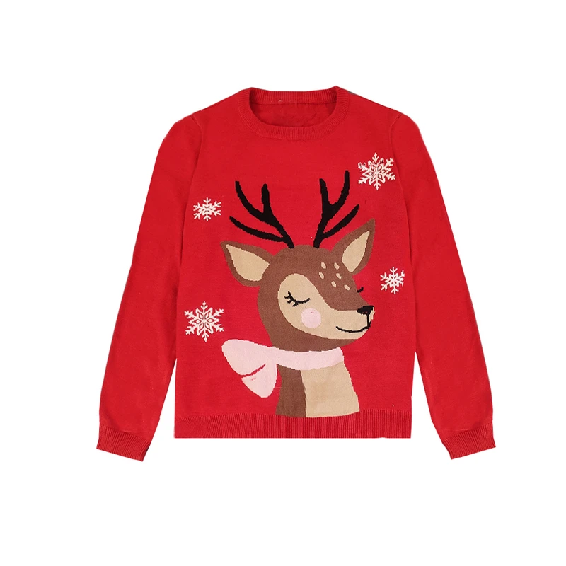پلیور یقه گرد دخترانه مدل کریسمس Ah678