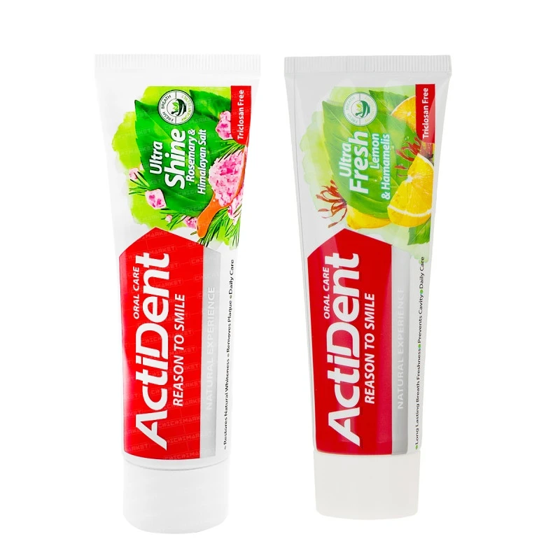 خمیر دندان اکتیدنت مدل Ultra Shine -Ultra Fresh  وزن 100 گرم بسته 2 عددی