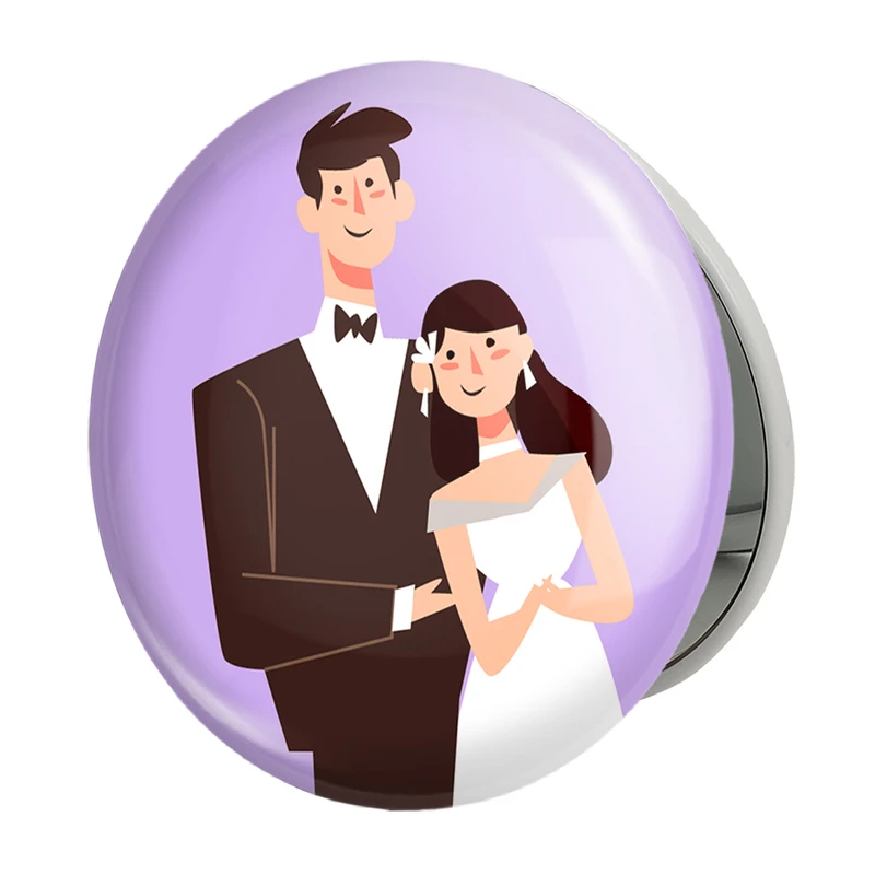 آینه جیبی خندالو طرح عروس و داماد مدل تاشو کد 29624